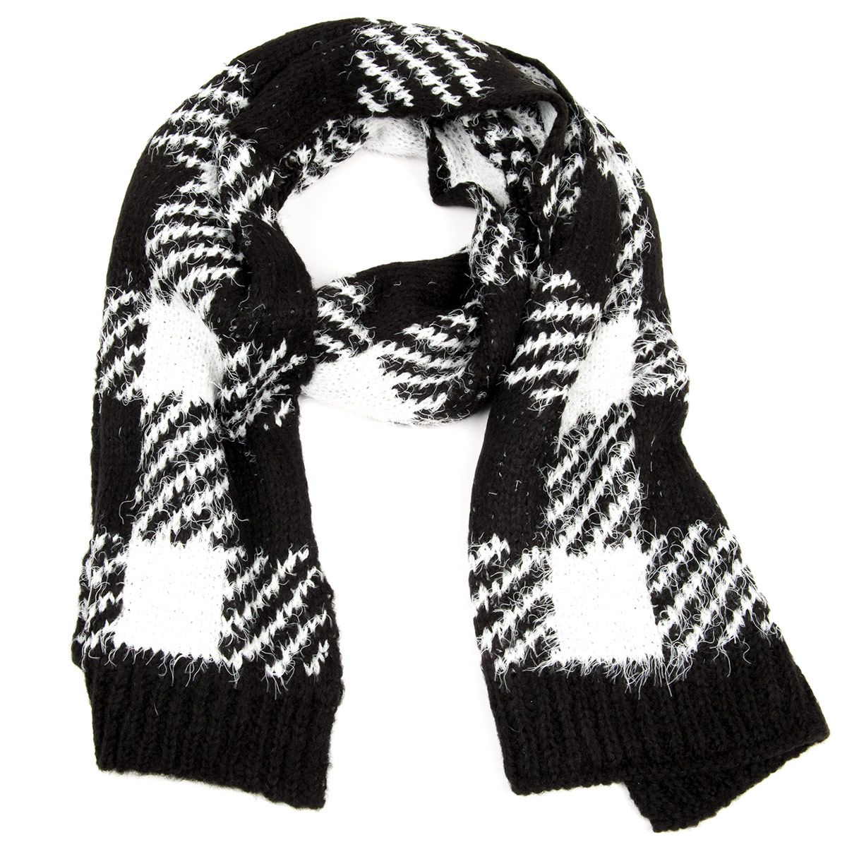 �charpe femme � carreaux Design Bianco Nero CM180X30