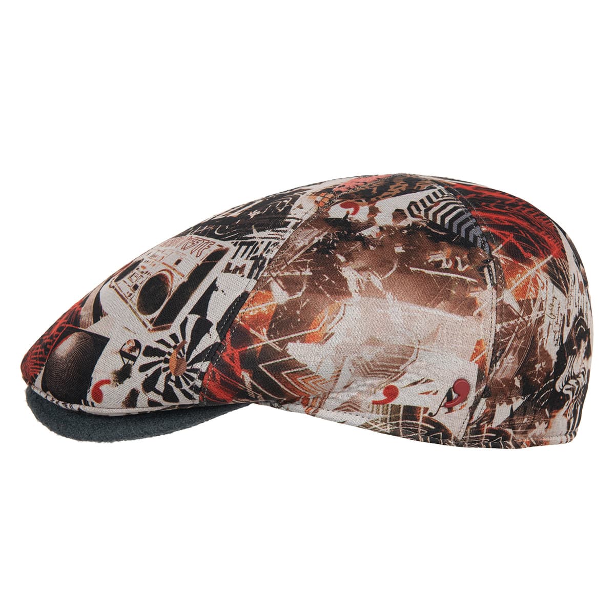 ALFONSO D'ESTE | Casquette plate avec motif graffiti en six parties en laine vierge