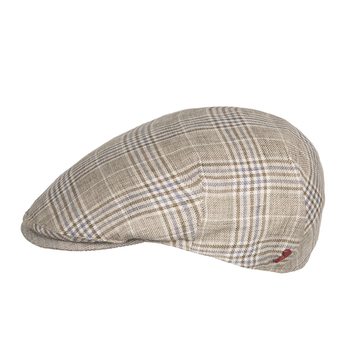 ALFONSO D'ESTE | Casquette plate en lin pour hommes avec motif � carreaux