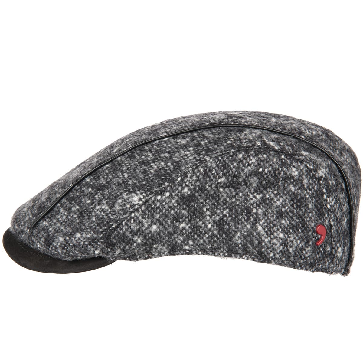 ALFONSO D'ESTE | Casquette plate en pure laine vierge avec d�tails en cuir noble