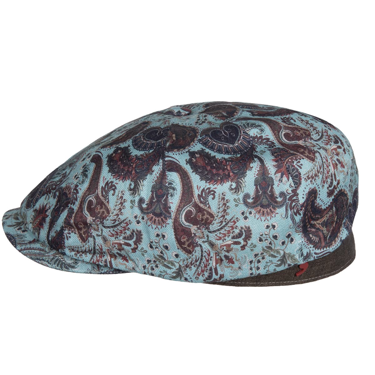 ALFONSO D'ESTE | Casquette plate � huit panneaux avec motif paisley 100% lin