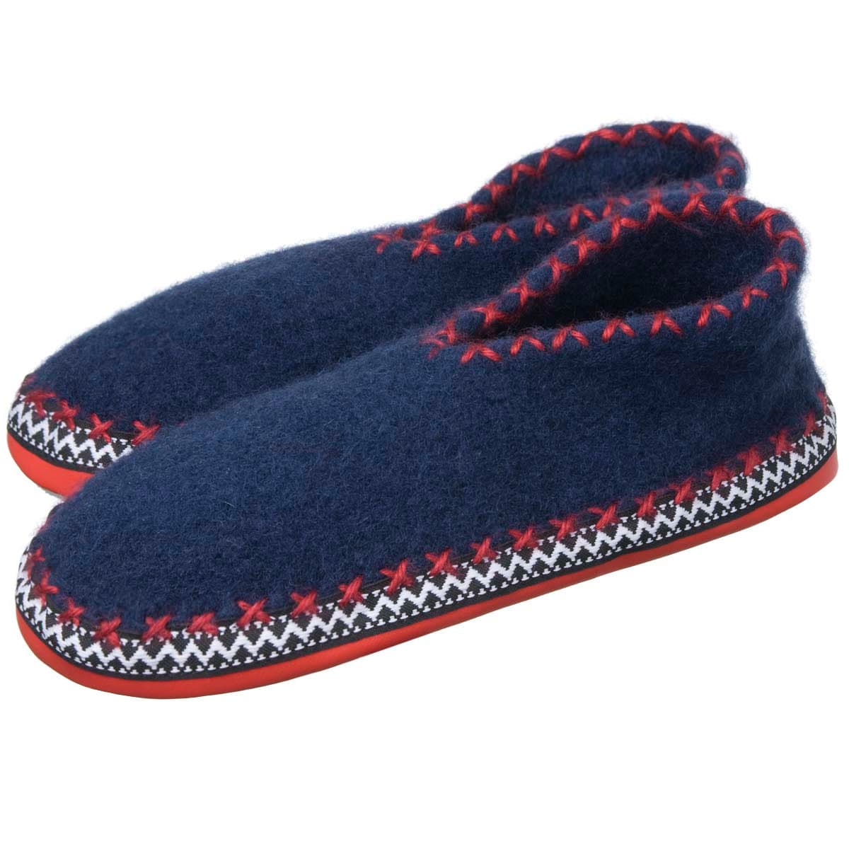 ALPLER | Chaussures de pantoufles en laine polaire douce avec semelle en cuir v�ritable couleur bleu