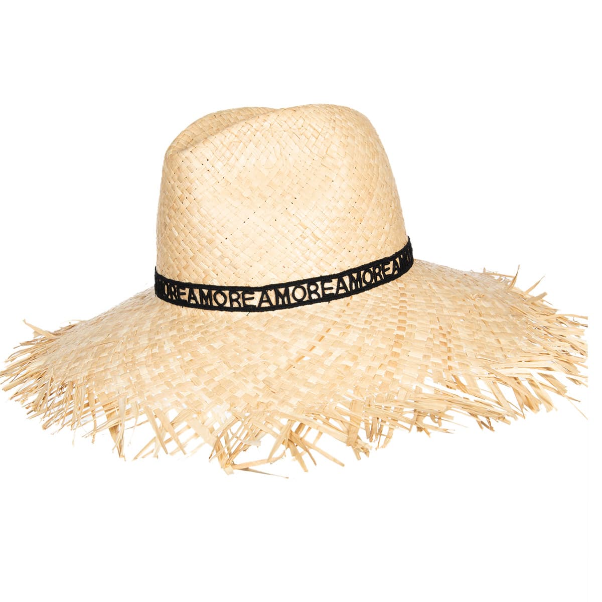BORSALINO | Chapeau �l�gant pour femmes avec bord l�chement frang�, 100% paille
