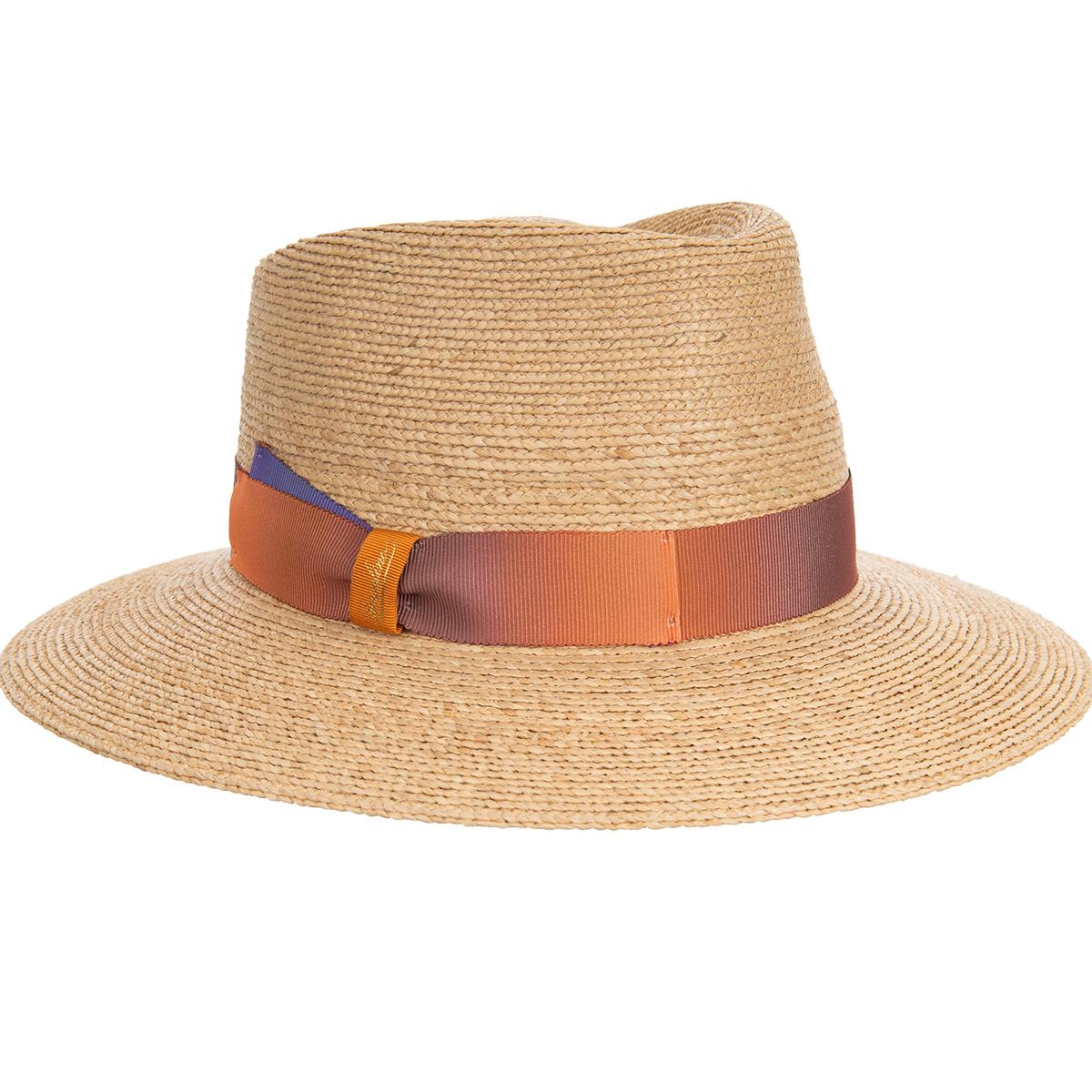 BORSALINO | Chapeau femme en raphia Large bord et ornement color�