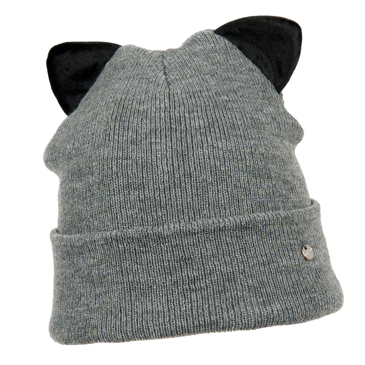 Bonnet tricot� avec revers et oreilles en peluche tendance
