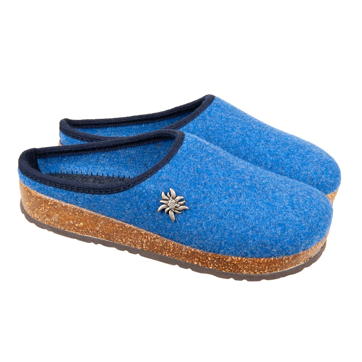 CHAUSSONS FEMME PURE LAINE AVEC SEMELLE EN LI�GE CAOUTCHOUC ET applique