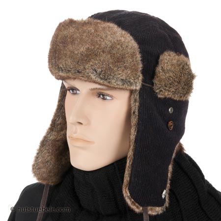 Casquette aviateur Saratoga Cord Lapeer by Stetson avec doublure en coton et garniture en fourrure s