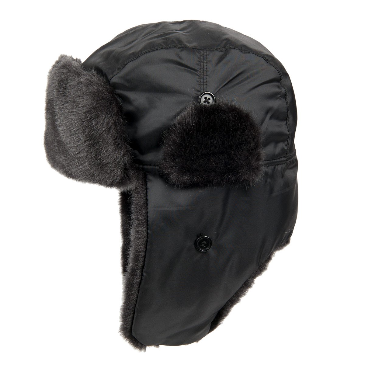 Casquette d'aviateur en tissu imperm�able avec fourrure tiss�e et fermeture velcro