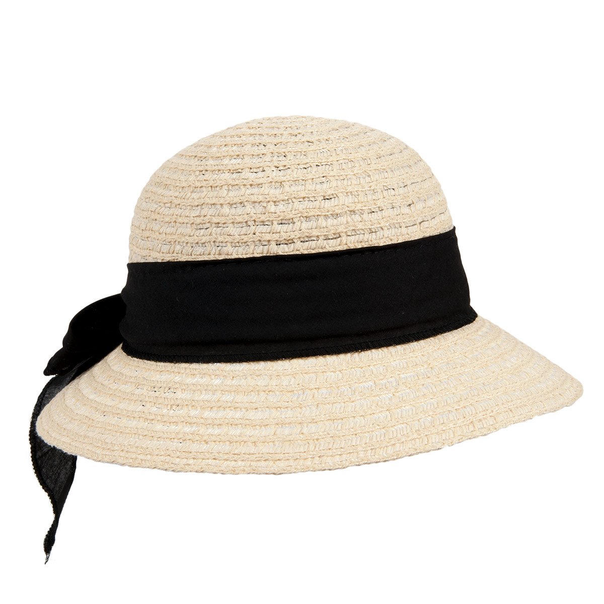 Chapeau � bordure enroulable avec ruban pour femmes