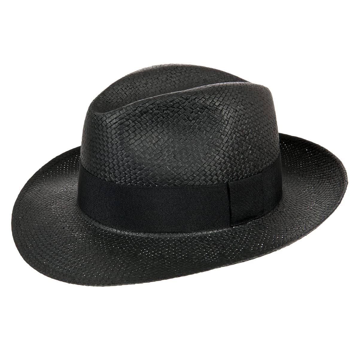 Chapeau de paille avec un ruban noir sign� HUTTER