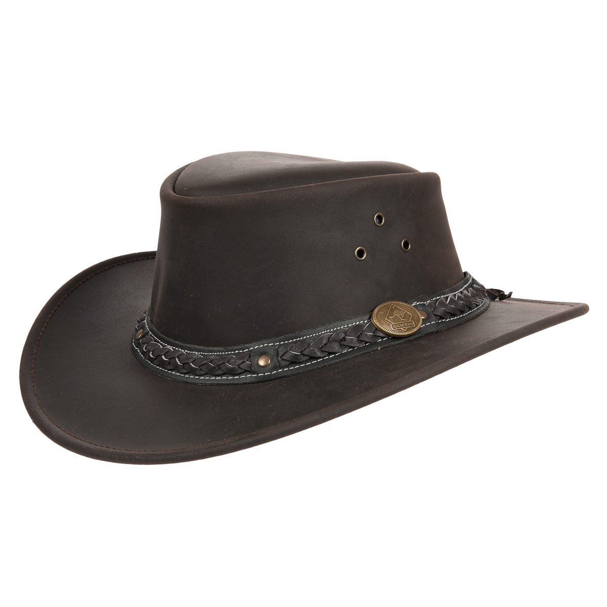 Chapeau en cuir Western by Scippis en cuir de vache avec bord relev�