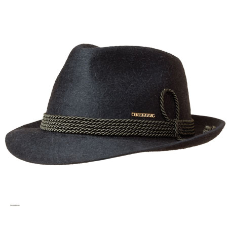 Chapeaux pour hommes Chapeaux de feutre Leo by Hutter avec bord �troit et cordon de soie