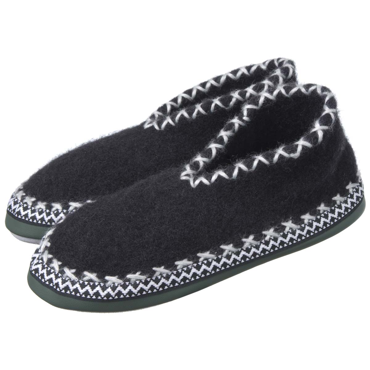 Chaussons de laine avec la semelle en cuir