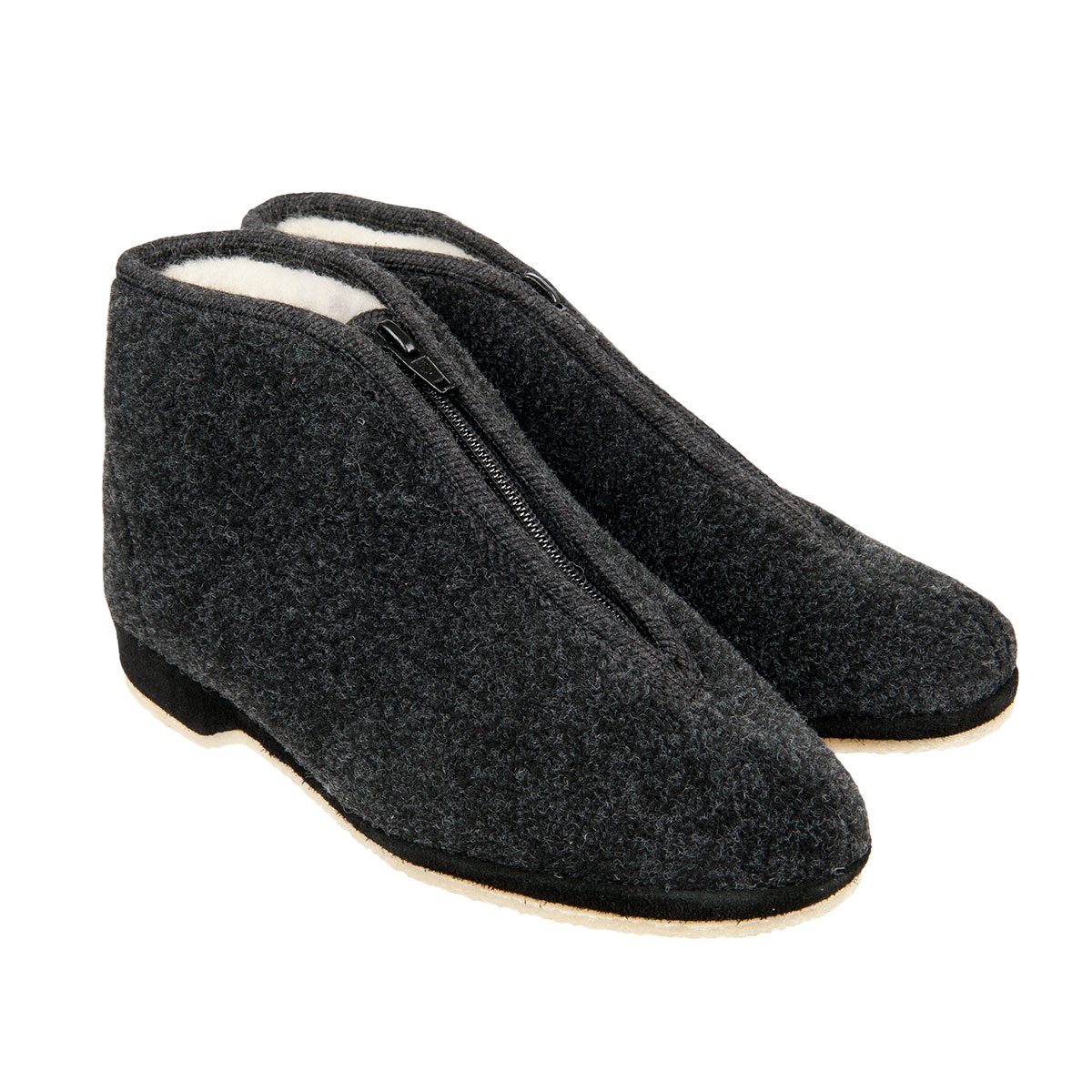 Chaussons hauts en pure laine avec fermeture �clair
