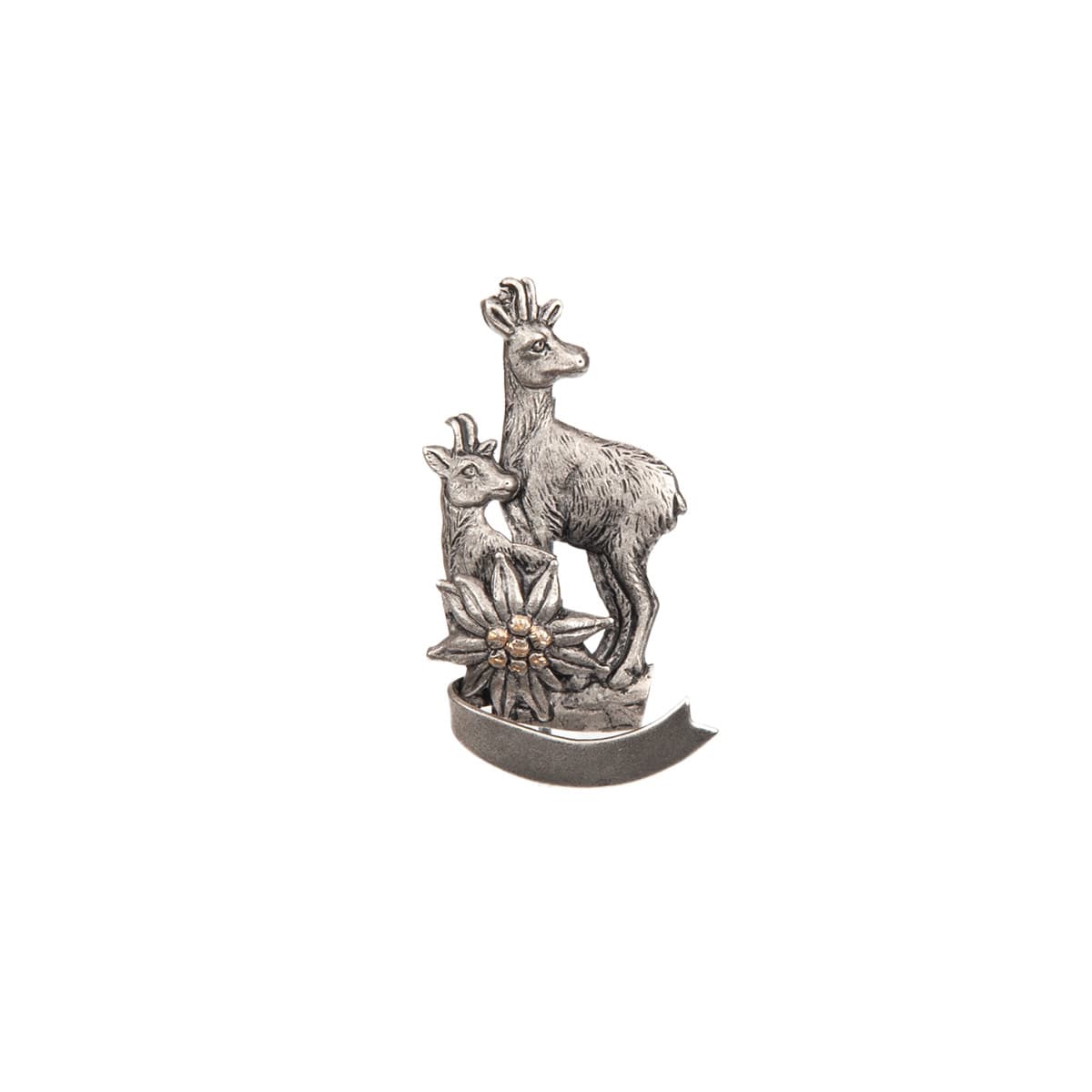 Epingle pour chapeaux et manteaux avec chamois et edelweiss