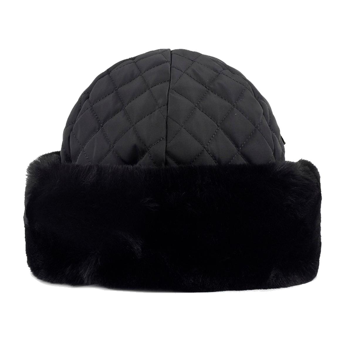 FASHION | Bonnet pour femme avec motif matelass� et garniture en fourrure synth�tique Imperm�able