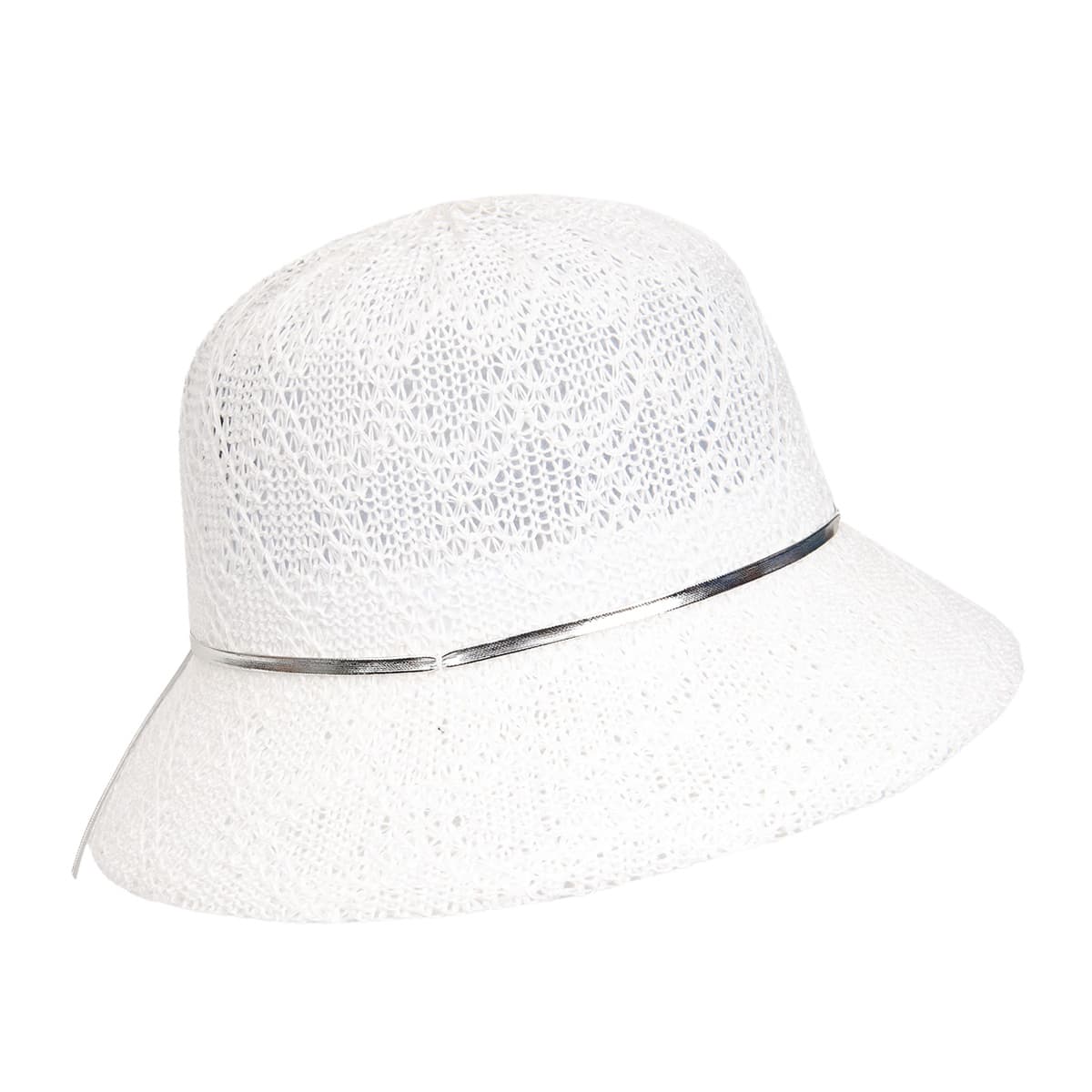 FASHION | Chapeau de paille Cloche pour femme avec bande de chapeau m�tallique 