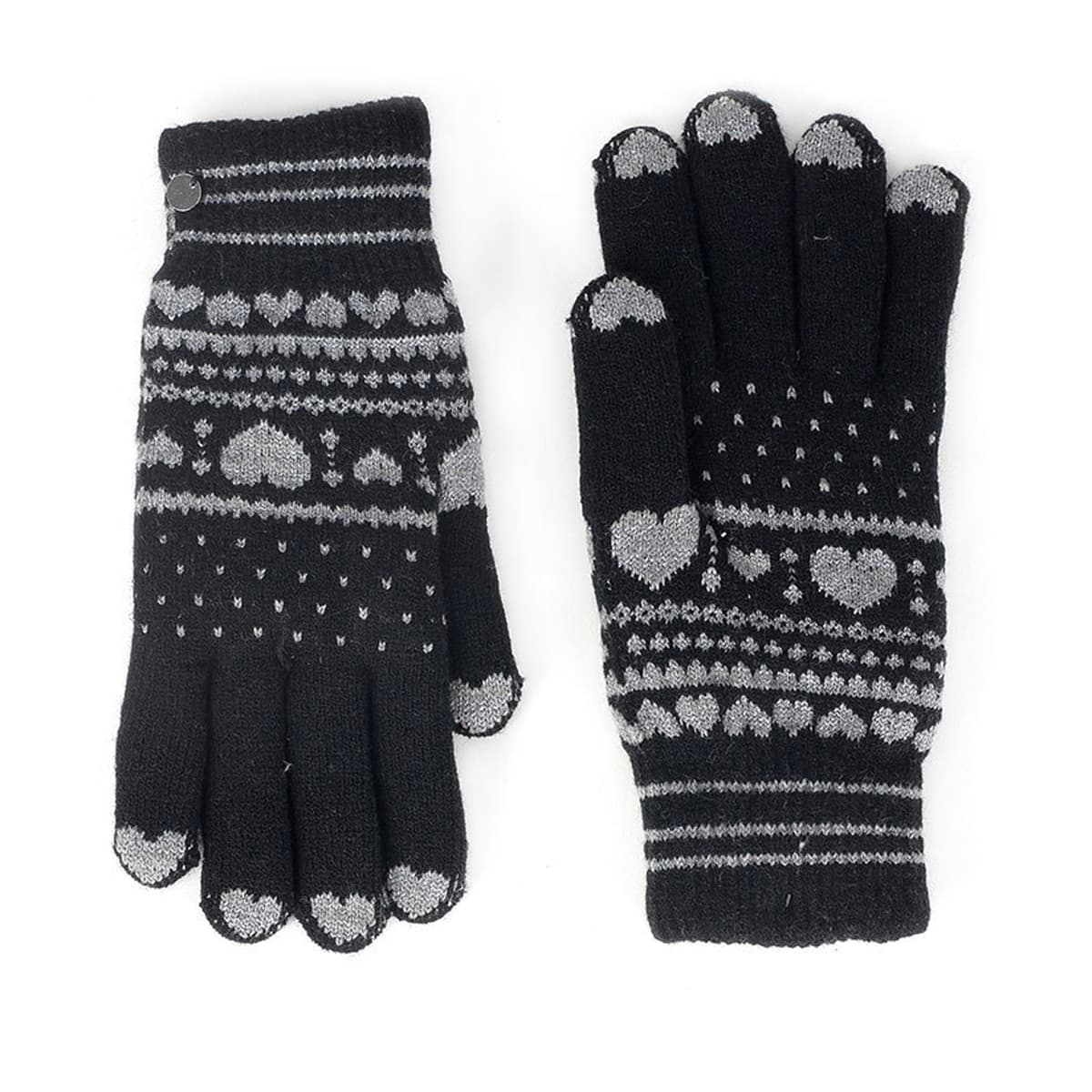 FASHION | Gant femme en fil de fourrure avec �toiles de neige et c?urs en jacquard