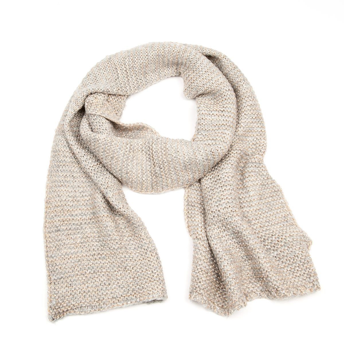 Foulard d'hiver pour femme avec rayures lurex en or