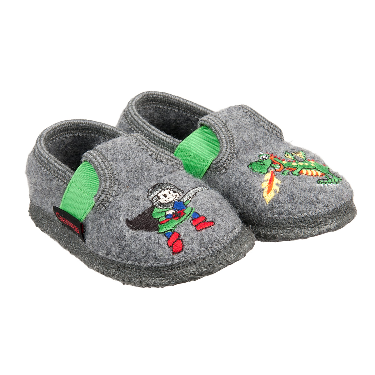 GIESSWEIN | Chaussons en laine vierge THUINE pour gar�ons avec motif chevalier et dragon
