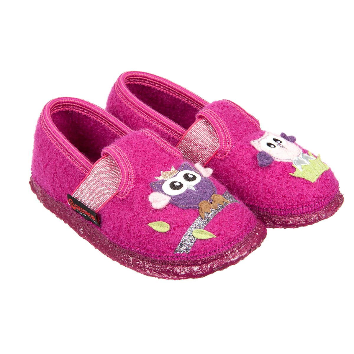GIESSWEIN | Chaussons pour filles avec motif hibou Thulendorf en laine vierge