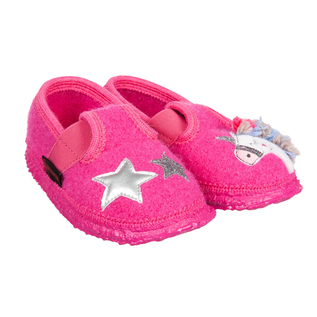 GIESSWEIN | Pantoufles mi-hautes pour filles en laine vierge TRABENING2 motif licorne
