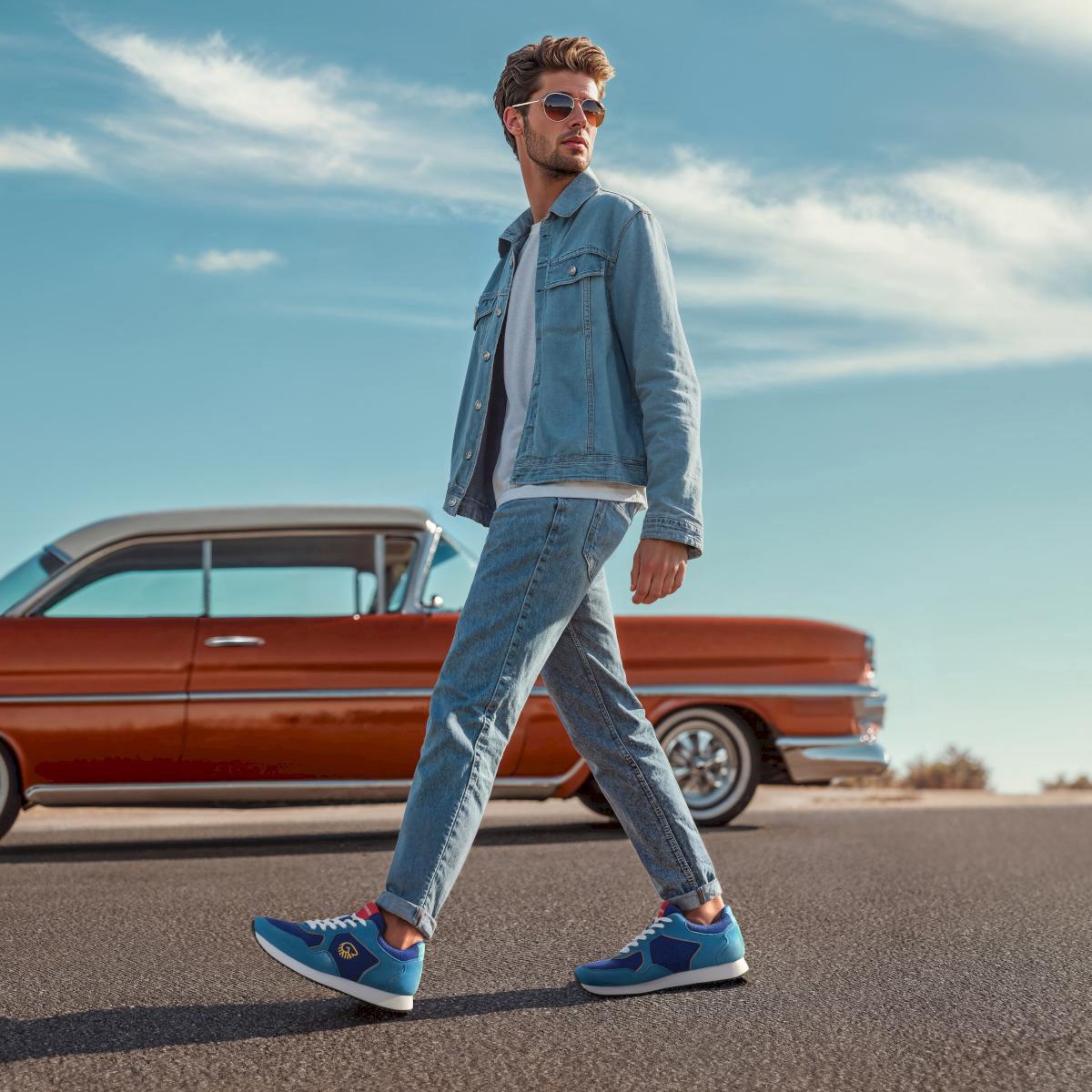 GIESSWEIN | Retro Runner chaussures merino pour hommes en couleur bleu roi