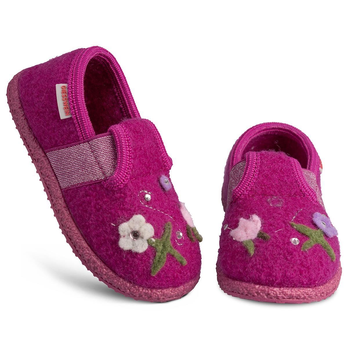 GIESSWEIN | Thielheim Pantoufles pour filles mi-hautes en laine vierge avec motif � fleurs