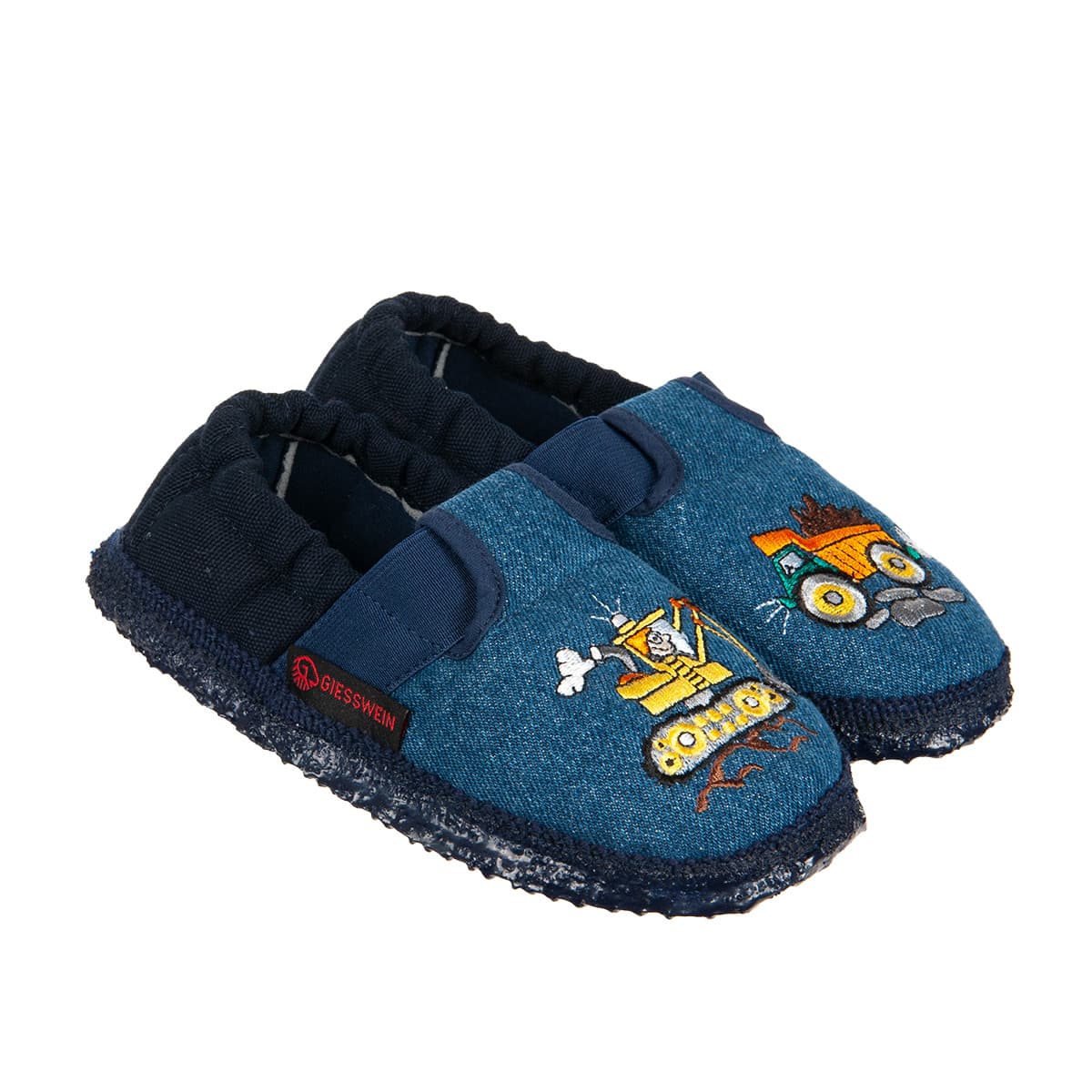 GIESSWEIN | pantoufles en coton pour gar�ons mod�le Arbach motif pelleteuse