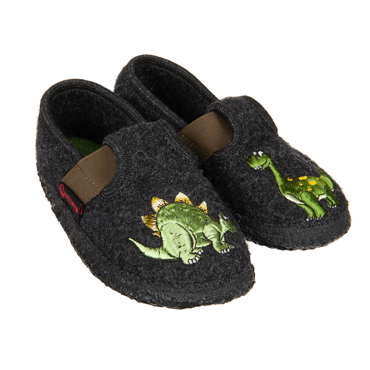 GIESSWEIN | pantoufles pour enfants gar�ons mod�le Temnitztal motif Dino en laine vierge