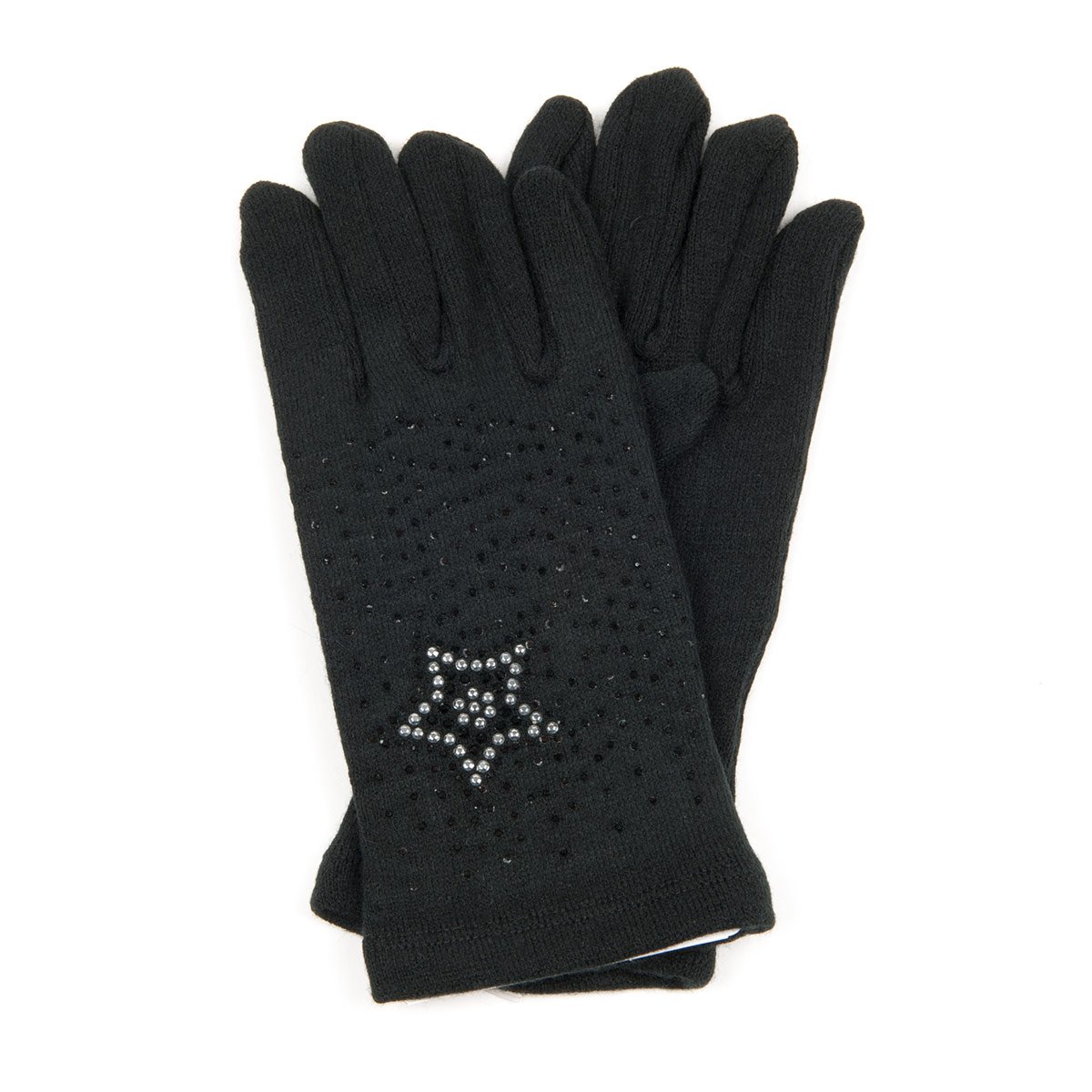 Gants femme �lastiques avec motif strass