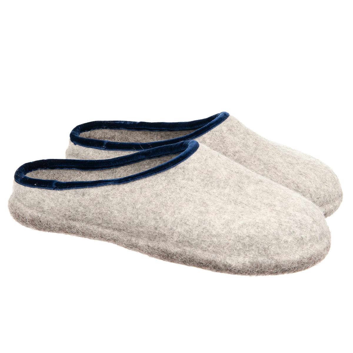 HAUNOLD | Chaussons en feutre gris/bleu pour cou-de-pied haut