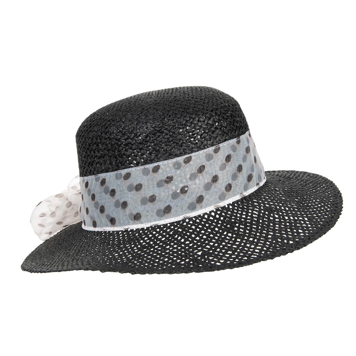HUTTER | Chapeau de paille � large bord pour femmes en noir classique
