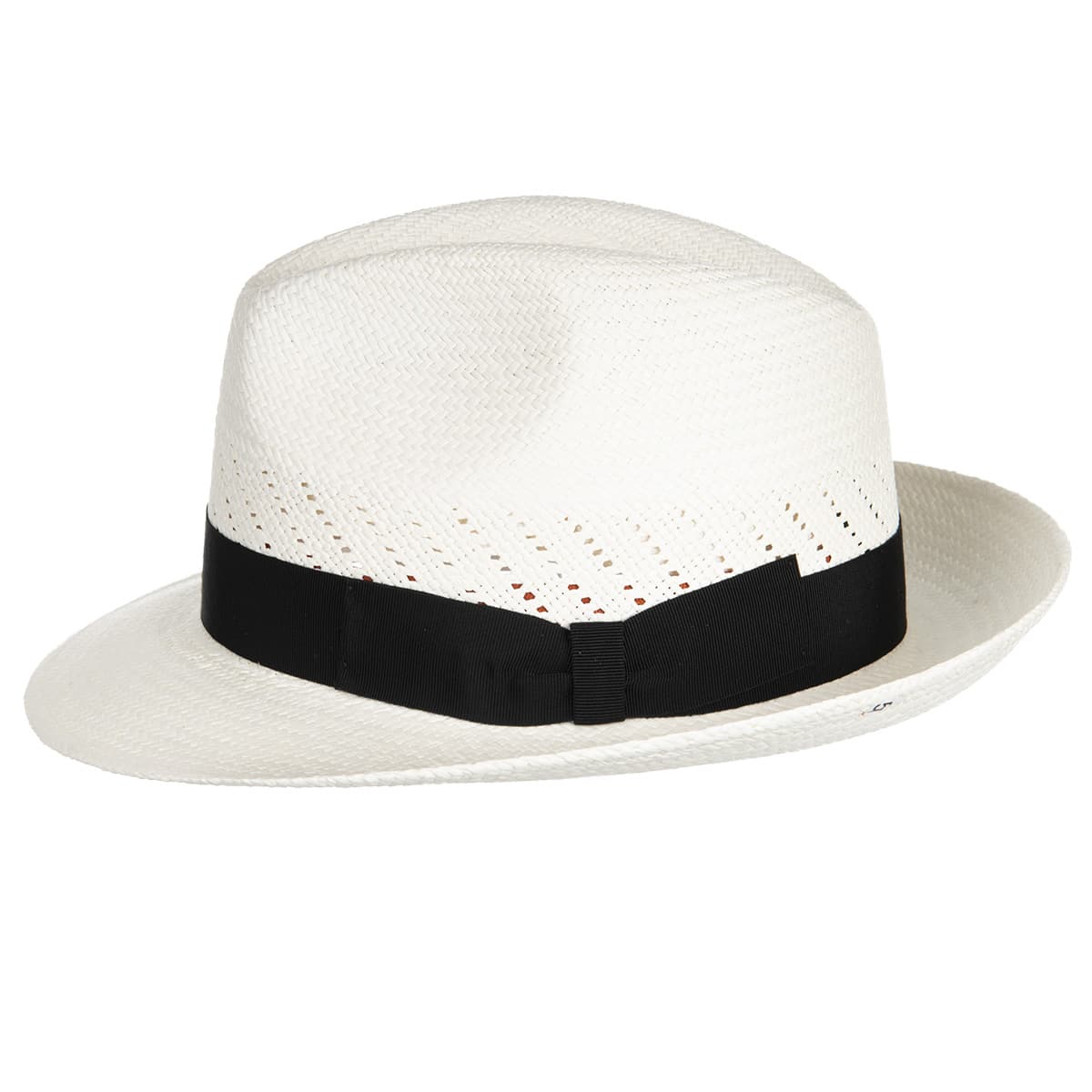 HUTTER | Chapeau original a�r� Panama Fedora avec ruban de chapeau noir