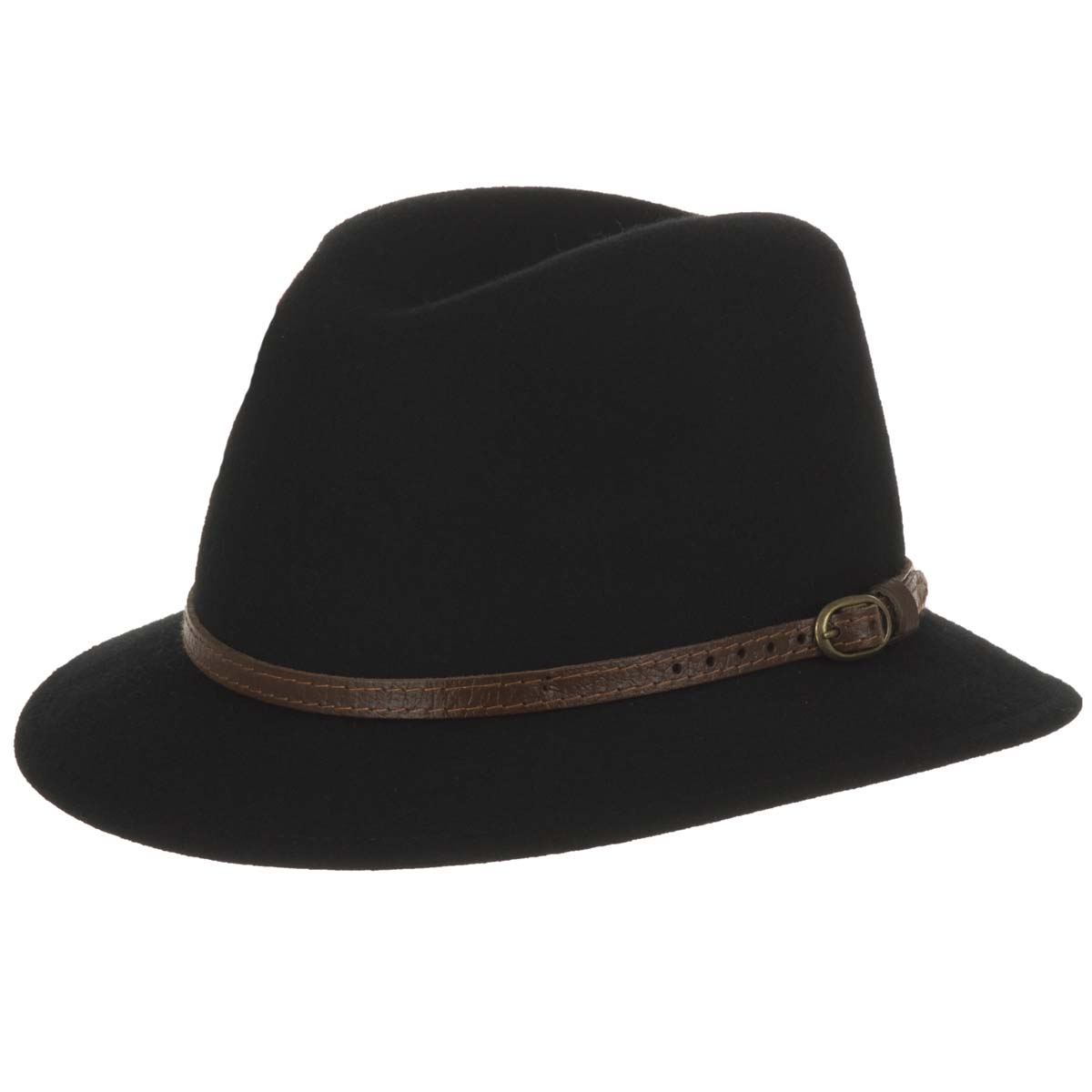 HUTTER | Chapeau pour homme en feutre de laine avec bord �troit et lani�re en cuir