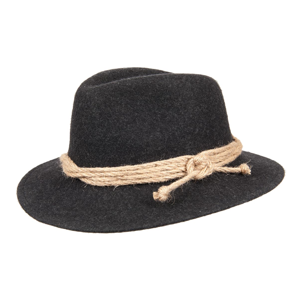 HUTTER | Outdoor Traveller Chapeau en feutre avec garniture en corde anthracite