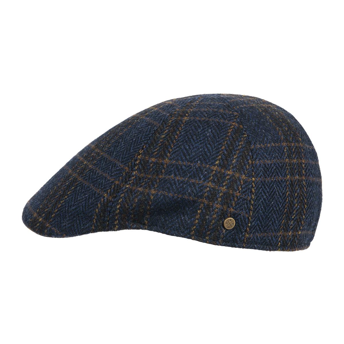 HUTTER | casquette plate en laine vierge dans un design classique � carreaux