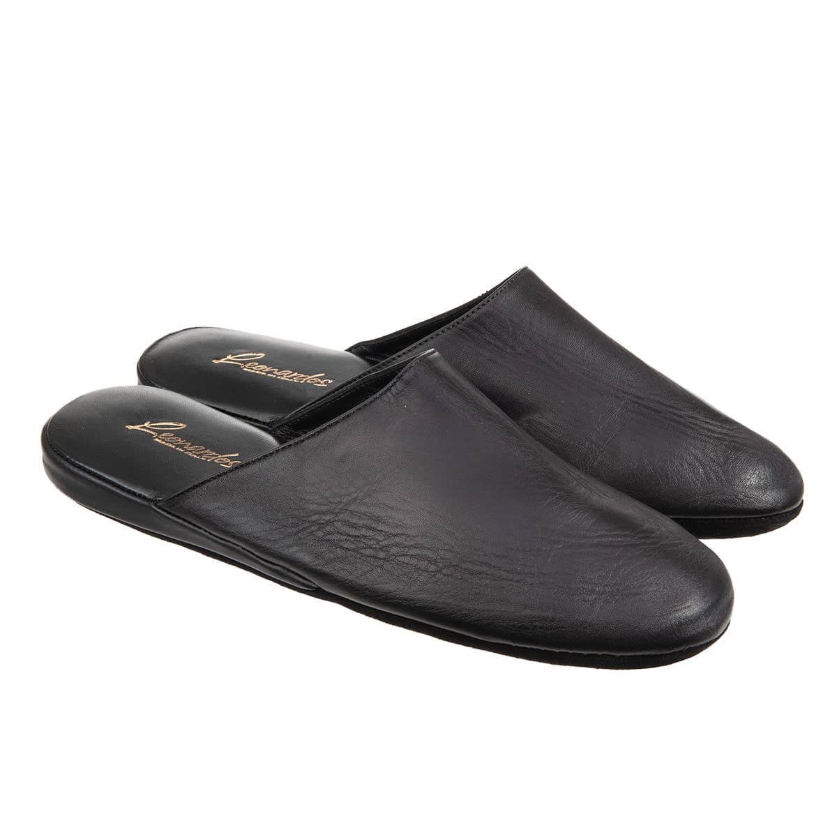 LEONARDOS | Pantoufles de voyage en cuir v�ritable avec �tui