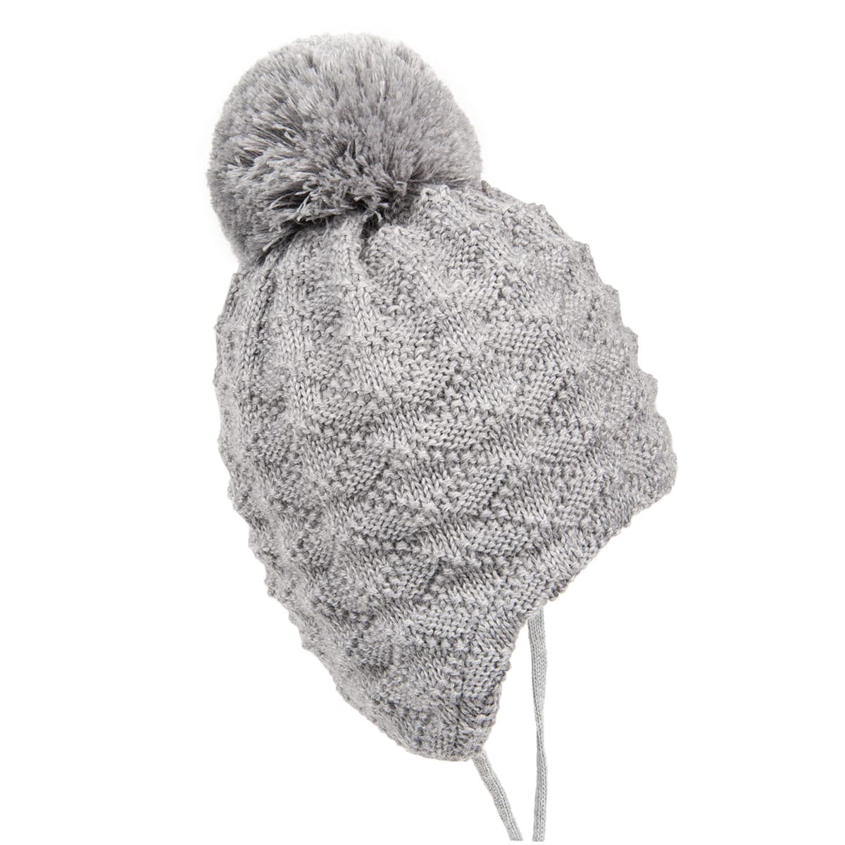 MAXIMEo| Bonnet � pompon en tricot avec prot�ge-oreilles et bande � nouer 95575-267173