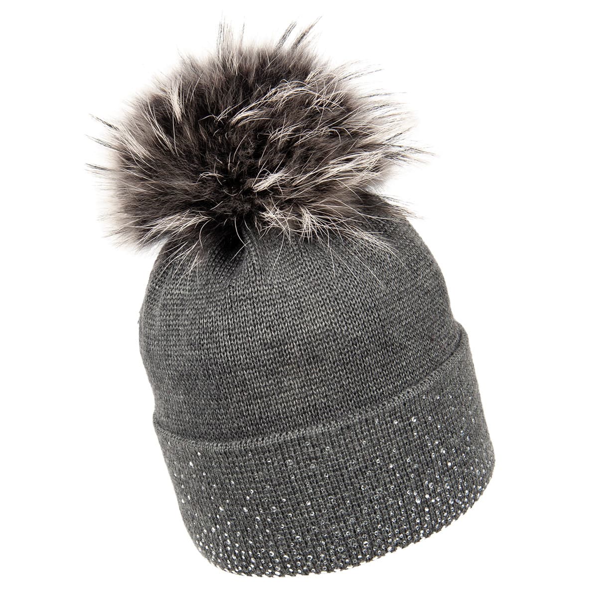 McBEANIE | Bonnet tricot� pour femmes avec pompon et strass