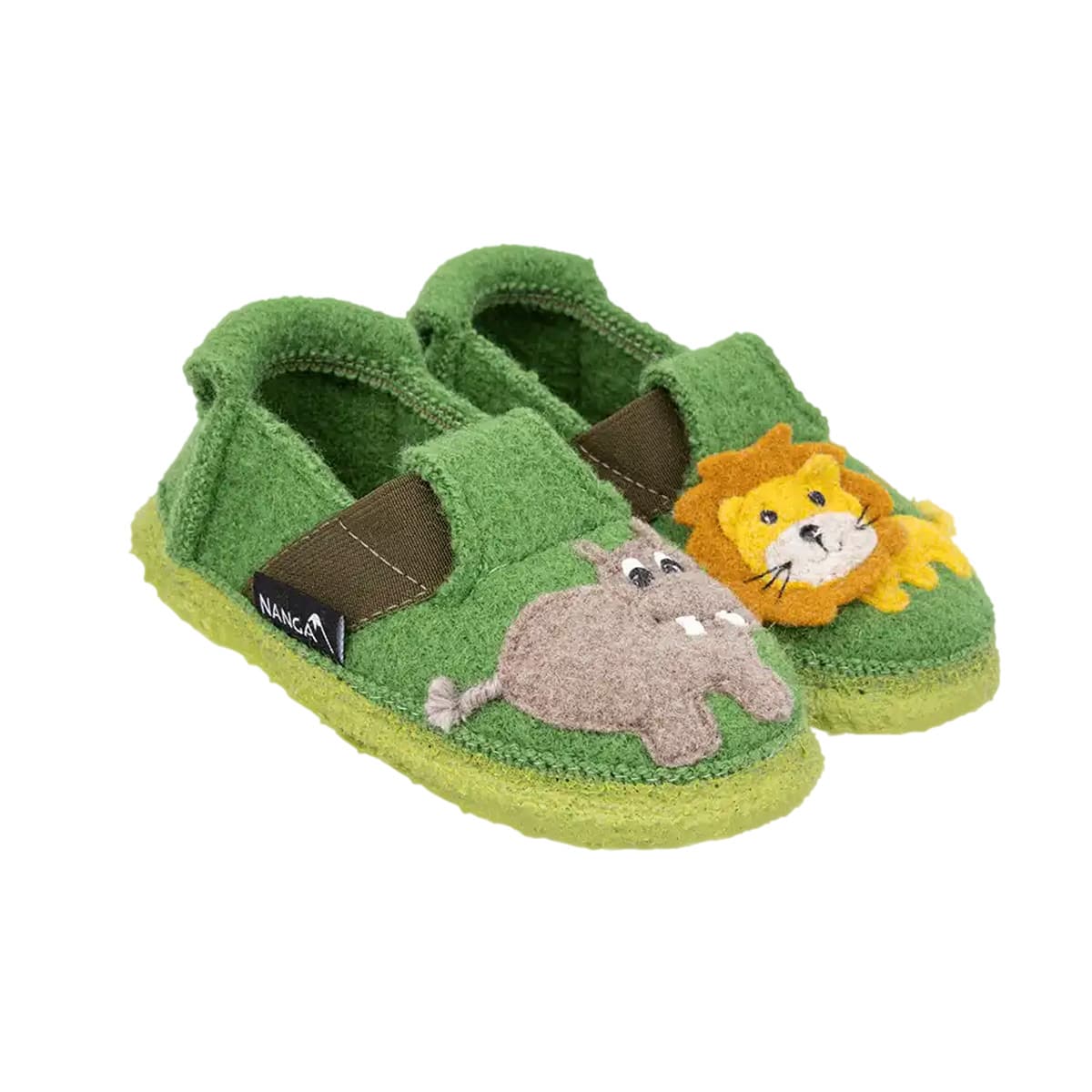 NANGA | Chaussons gar�ons avec semelle antid�rapante et motif Jungle Kings en laine vierge