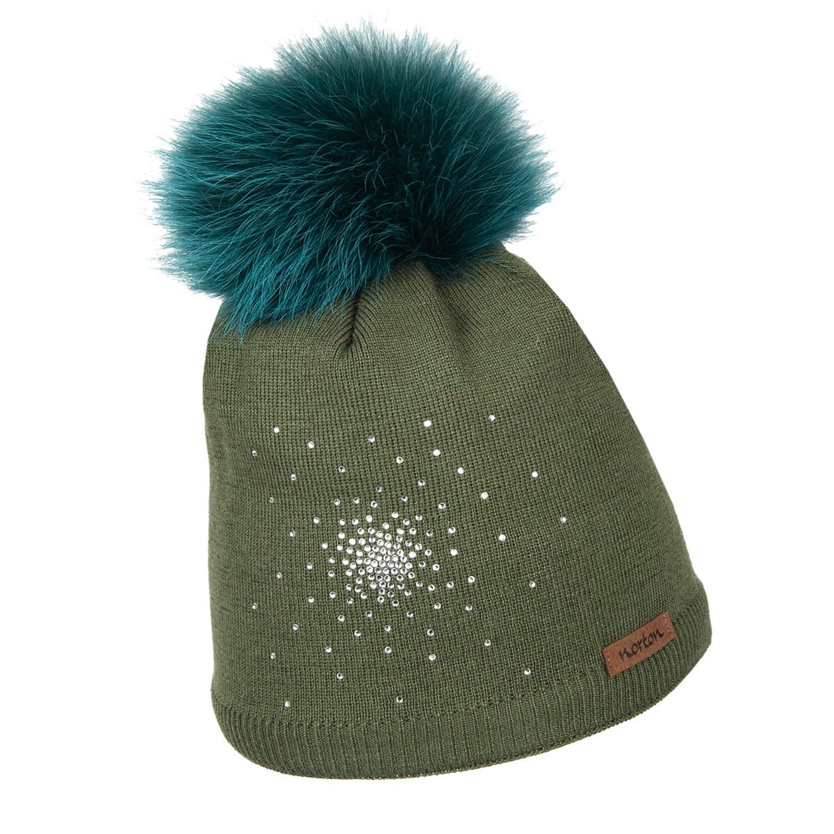 NORTON | Bonnet � pompon avec motif strass