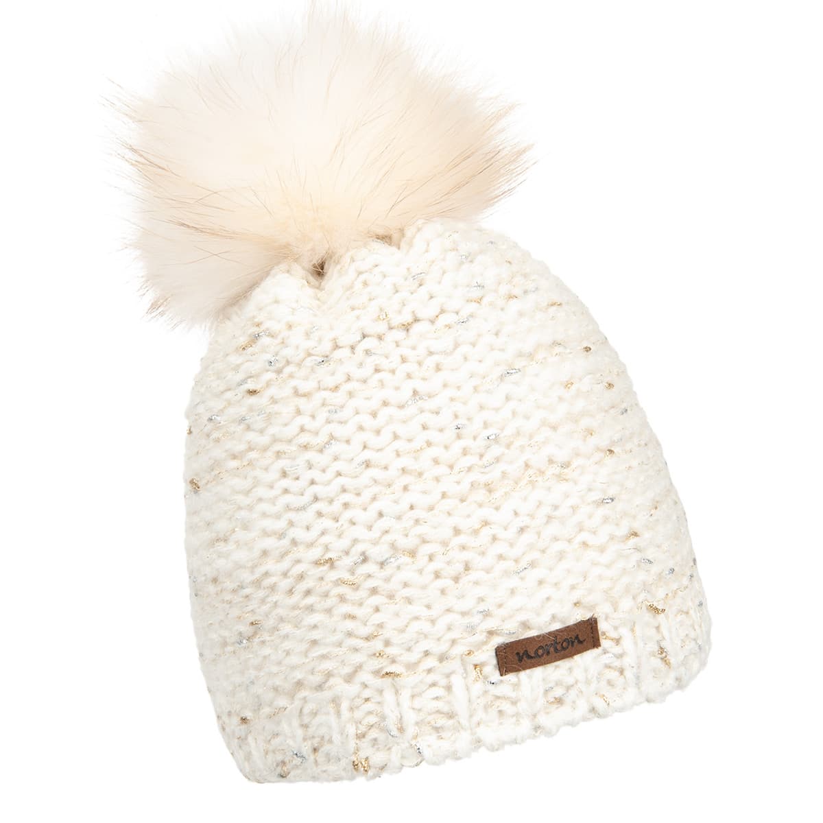 NORTON | Bonnet tricot� avec pompon de renard