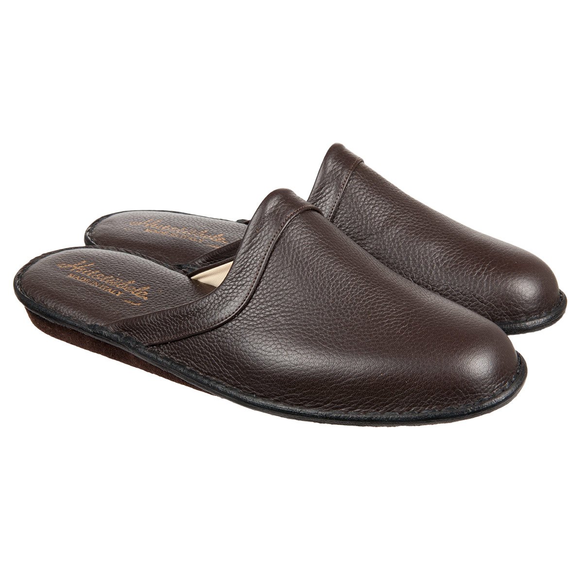 Pantoufles classiques en cuir avec petit talon