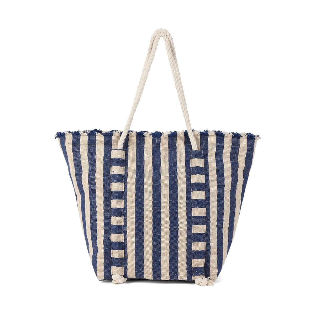 SAC DE PLAGE CANVAS A RIGHE AVEC POIGN�E EN CORDE 54X20X36