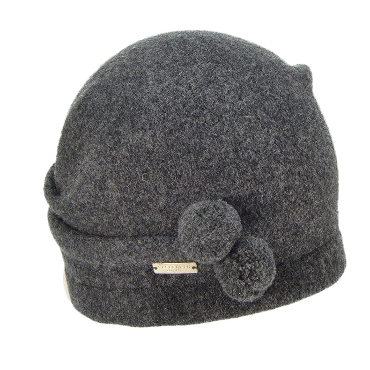 SEEBERGER | Bonnet en laine bouillie avec petits pompons femme