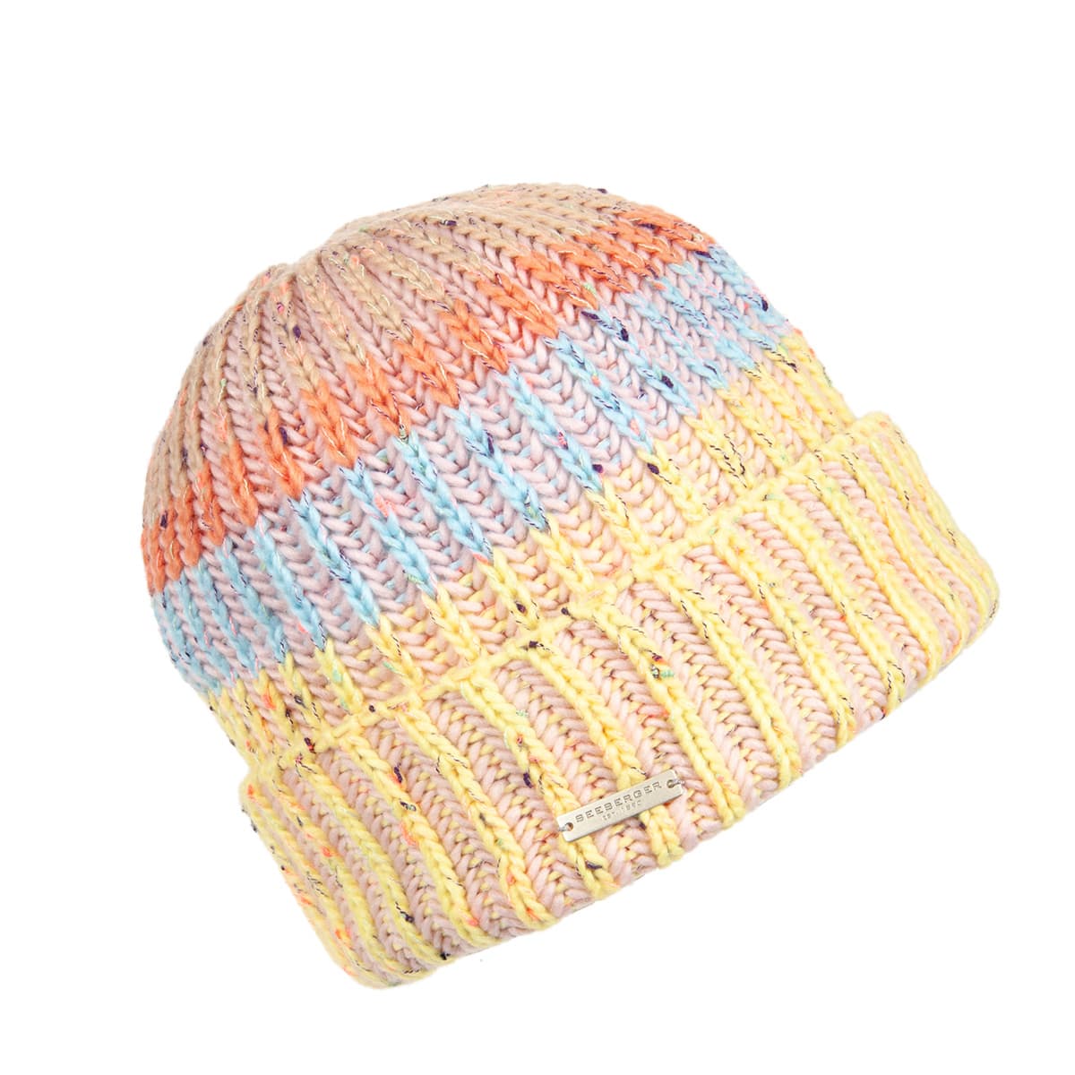 SEEBERGER | Bonnet � revers � rayures multicolores