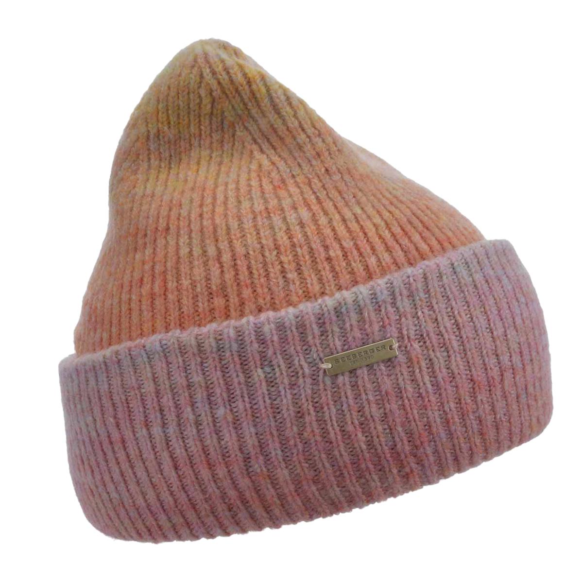 SEEBERGER | Bonnet tricot� en fil chin� pour femmes avec large revers