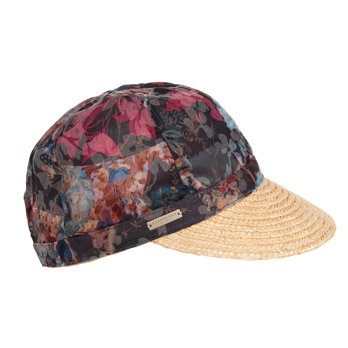 SEEBERGER | Casquette de baseball pour femme avec tissu floral et visi�re en paille