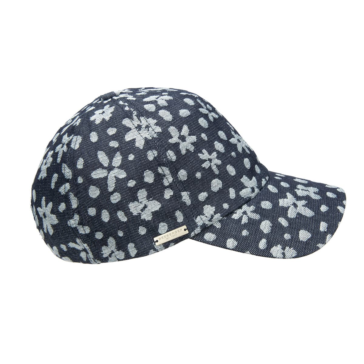 SEEBERGER | Casquette en tissu pour femmes en jean avec dessin de fleurs